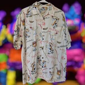 Vintage Big Dogs S/M Button Up Viva La Fiesta Jose Perro Rayon SS Shirt Mexico